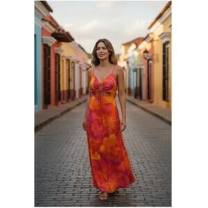Farm Rio NEW Summer Garden Ombre Midi Dress, Med
